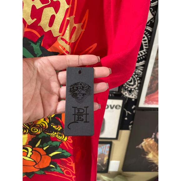 NWT Ed Hardy Rose Faith Deadstock Y2K Jesus Streetwear Tee Red XL - Picture 4 of 7